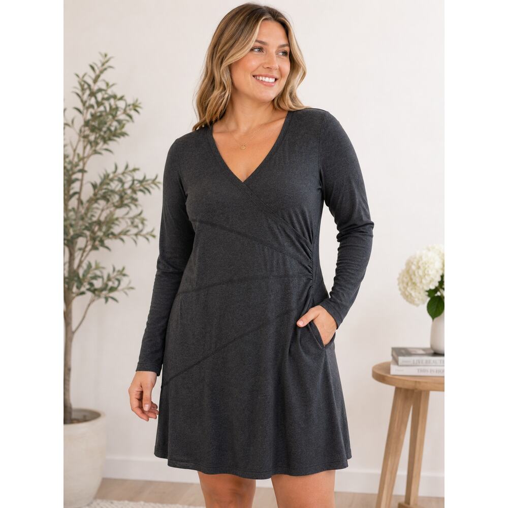 Athleta Sunburst Nectar Ruched Long Sleeve Dress Small - Picture 3 of 12